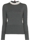 THOM BROWNE PEARL COLLAR KNITTED WOOL JUMPER