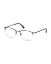 Tom Ford Half-rim Metal Optical Glasses In Gray/black