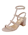 VALENTINO GARAVANI ROCKSTUD SMOOTH CALF CITY SANDALS,PROD208060107