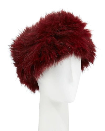 Kelli Kouri Fox Fur Ear Warmer Headband In Red