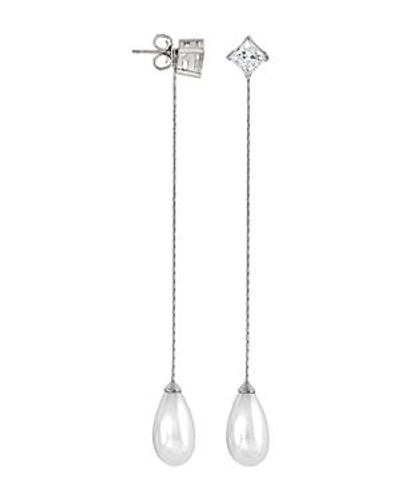 Majorica Sterling Silver Cubic Zirconia & Imitation Pearl Interchangeable Linear Drop Earrings In White