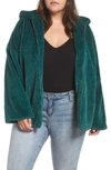 GLAMOROUS FAUX FUR ZIP FRONT HOODED JACKET,KA6251X