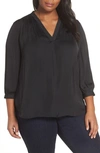 Vince Camuto Smocked Textured Blouse In Rich Black
