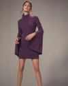 SOLACE Alula Slit Sleeve Purple Lurex Knit Dress,OS2019-PURPLE