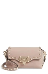 Valentino Rockstud Mini Calfskin Leather Crossbody Bag In Poudre