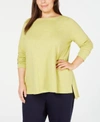 EILEEN FISHER PLUS SIZE ORGANIC COTTON BOATNECK TOP