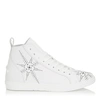 JIMMY CHOO COLT White Sport Calf Leather High Top Trainer with Black Star Preforation,COLTOOP S