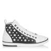 JIMMY CHOO COLT White Leather High Top Trainers with Black Matte Enamel Stars,COLTATQ