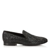 JIMMY CHOO THAME Black Coarse Glitter Fabric Slipper,THAMECGF