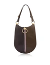 MARNI COFFEE WENGE AND POWDER PINK LEATHER EARRING SHOULDER BAG,10745116