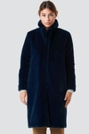 RUT & CIRCLE Long Faux Fur Coat Blue