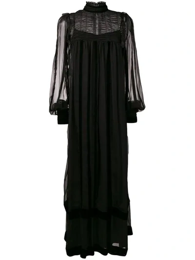 Alberta Ferretti Silk Chiffon Maxi Dress In Black