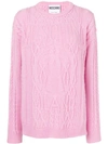 MOSCHINO MOSCHINO PATTERNED LOOSE SWEATER - PINK