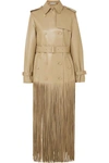 VALENTINO DOUBLE-BREASTED FRINGED LEATHER TRENCH COAT