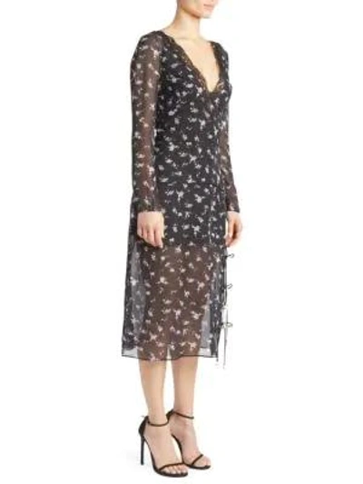 Altuzarra Rosmarino Lace-trimmed Floral-print Silk-chiffon Dress In Black