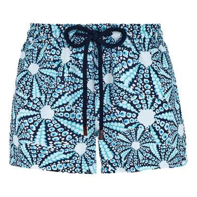 Vilebrequin Oursinade Printed Coverup Shorts In Bleu Marine