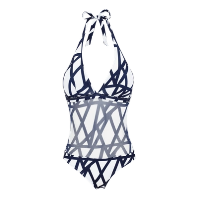 Vilebrequin Printed Graphic Netted One-piece Swimsuit In Blanc