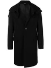 LANVIN LANVIN HOODED SINGLE BREASTED COAT - BLACK