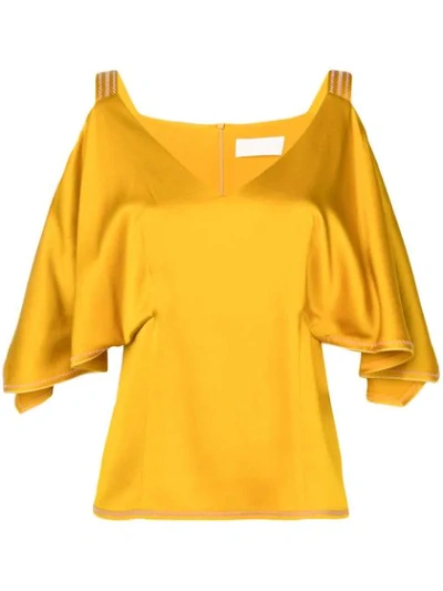 Peter Pilotto Cold-shoulder Satin Top In Gold