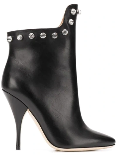 Marco De Vincenzo Embellished Leather Ankle Boots In Black