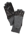 CAROLINA AMATO Pop Top Gloves,L749 BLACK HEATHER GREY