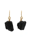 MARTA LARSSON GOLD PLATED THE RAW ONE BLACK TOURMALINE EARRINGS