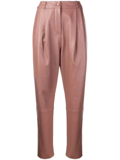 Zimmermann Tempest Leather Tuck Trouser In Pink