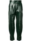GIVENCHY GIVENCHY HIGH-WAISTED LEATHER TROUSERS - GREEN