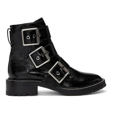 Rag & Bone Cannon Buckled Glossed-leather Ankle Boots In Black