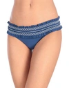 Tory Burch Costa Smocked Hipster Bikini Bottoms In Blue