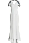 SAFIYAA WOMAN FLUTED EMBELLISHED CREPE GOWN STONE,AU 14693524283991998