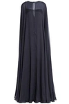 VALENTINO WOMAN CAPE-EFFECT SILK-VOILE GOWN ANTHRACITE,GB 6200568457316464