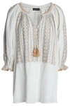 ANTIK BATIK ANTIK BATIK WOMAN LULLY METALLIC EMBROIDERED COTTON-GAUZE TUNIC IVORY,3074457345619597302