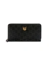 GUCCI GUCCI SIGNATURE ZIP AROUND WALLET WITH CAT