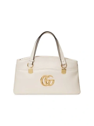 Gucci Largeleather Top Handle Bag In Mystic White