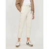 BRUNELLO CUCINELLI BELTED HIGH-RISE TAPERED STRETCH-COTTON CROPPED TROUSERS