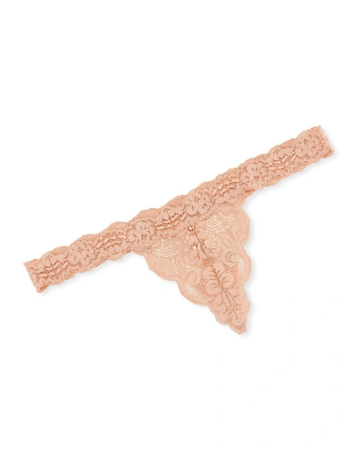 Hah / We Are Hah T-string Me Along Lace Thong Underwear In Copper Rose