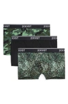 2(x)ist (x)ist Cotton Stretch No-show Trunks, Pack Of 3 In Camo/ Black
