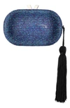 NINA OVAL MINAUDIERE WITH TASSEL - BLUE,ERIS-E