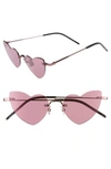 SAINT LAURENT 50MM RIMLESS HEART SHAPED SUNGLASSES - PINK/ PINK FLASH,SL 254 LOULOU004