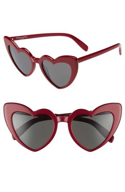 Saint Laurent Loulou 54mm Heart Sunglasses - Leopard Havana/ Grey