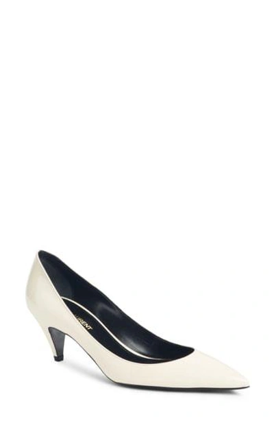 Saint Laurent Charlotte Patent Point-toe Pump In Coquille