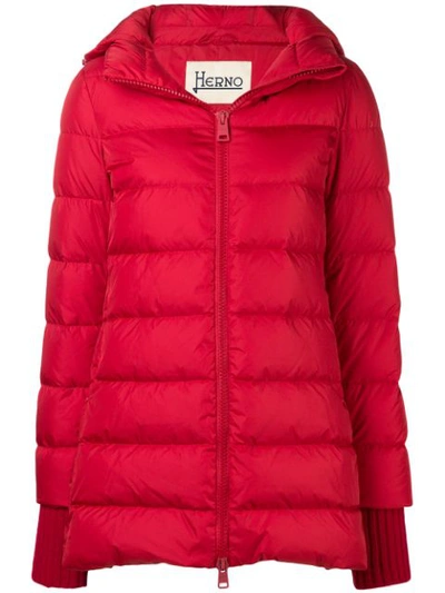 Herno Hooded Padded Coat - 红色 In Red