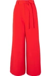 ETRO BELTED SILK-CREPE WIDE-LEG PANTS