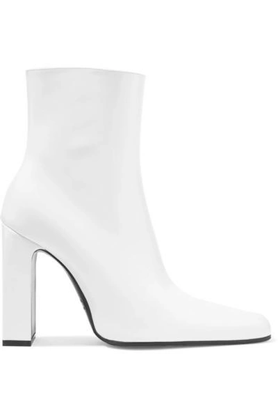 Balenciaga Leather Ankle Boots In White