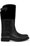 LUDWIG REITER MARONIBRATERIN SHEARLING-LINED LEATHER AND SUEDE BOOTS