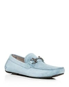 Ferragamo Parigi Gancini Suede Driver Moccasins In Shadow Blue