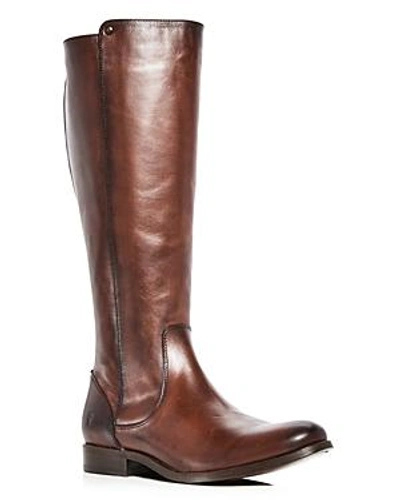 Frye Women's Melissa Stud Back Zip Tall Boots In Redwood Leather