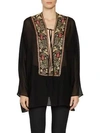 SAINT LAURENT Wool Plunge Front Embroidery Tunic