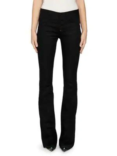 Saint Laurent Women's Patch Pocket Flare Jeans In Black